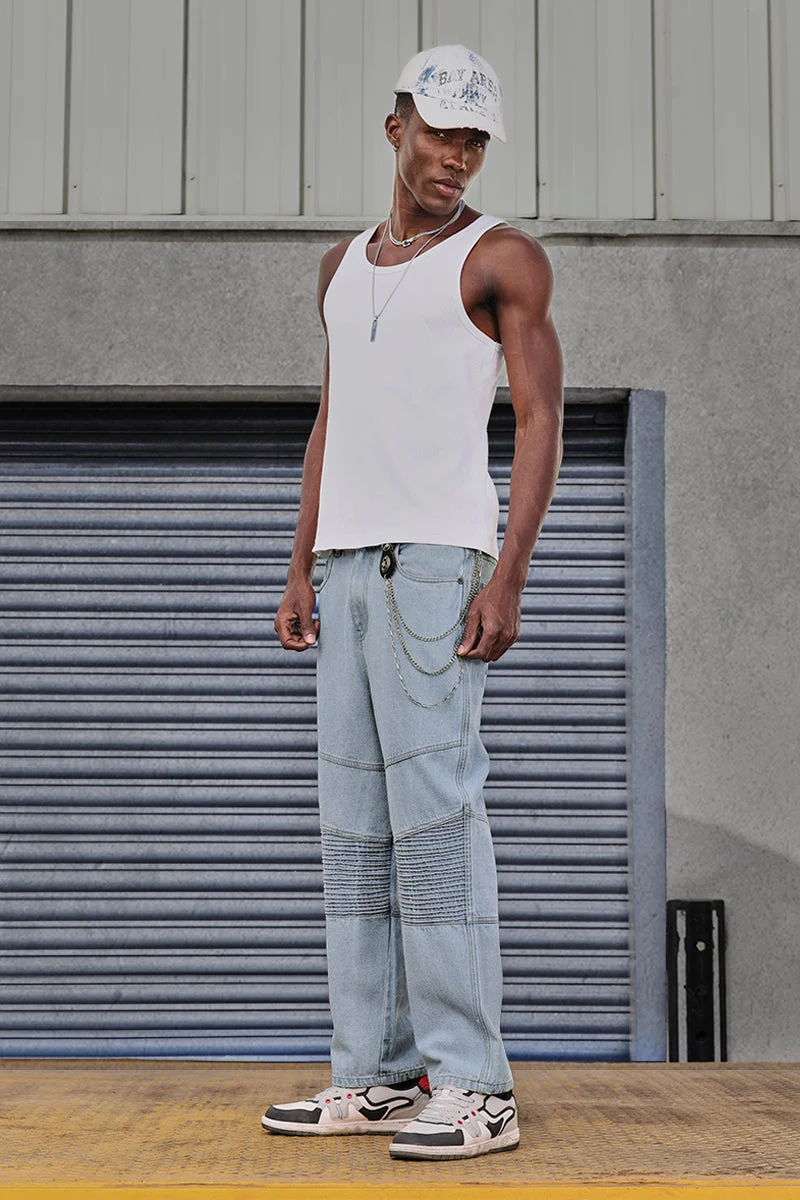 سنيتش GRIND Knee Patch Baggy Biker Jeans